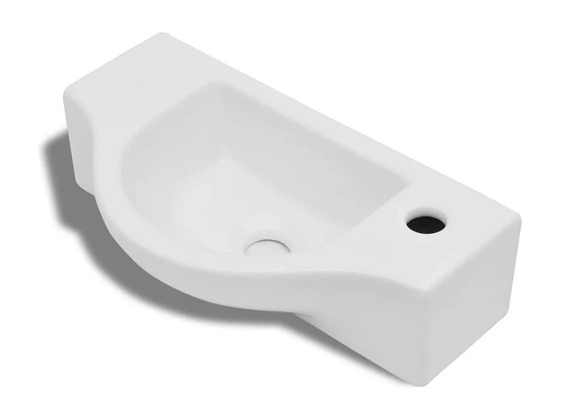 Lavabo salle de bain-Vasque à trou pour robinet céramique Blanc pour salle de bain
