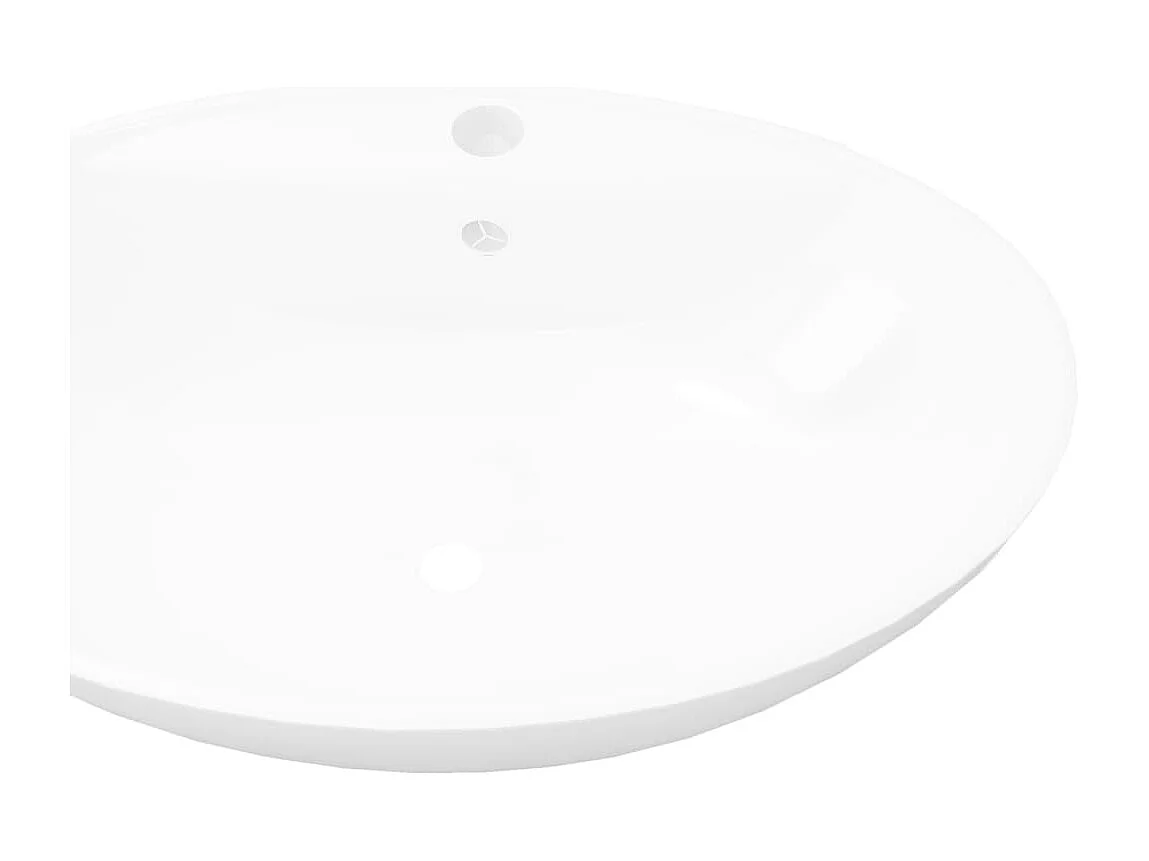 Lavabo-Vasque à poser-Bac à laver ovale en céramique avec trou de robinet
