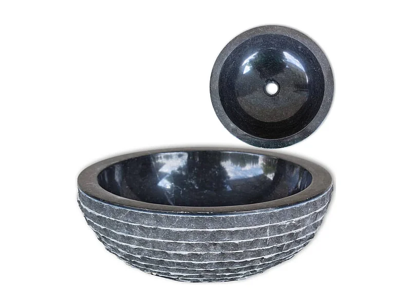 Lavabo salle de bain-Vasque à poser Marbre 40 cm Noir