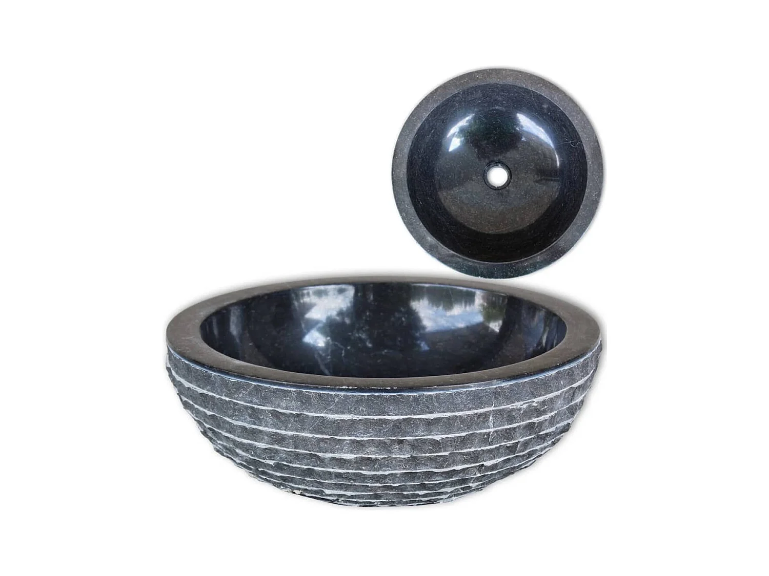 Lavabo salle de bain-Vasque à poser Marbre 40 cm Noir