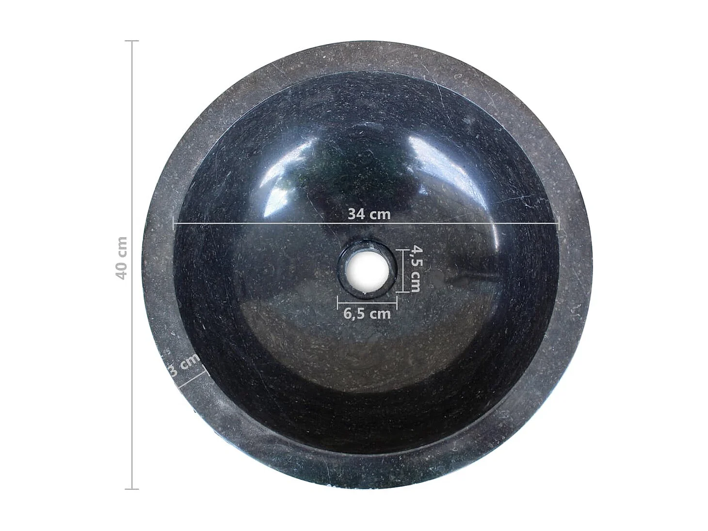 Lavabo salle de bain-Vasque à poser Marbre 40 cm Noir