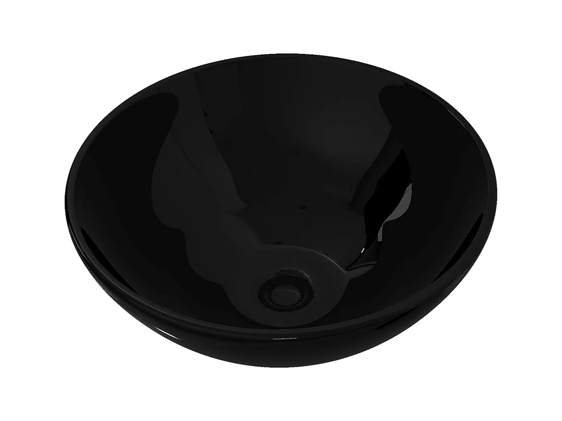 Lavabo | Bassin d'évier rond céramique Noir pour salle de bain
