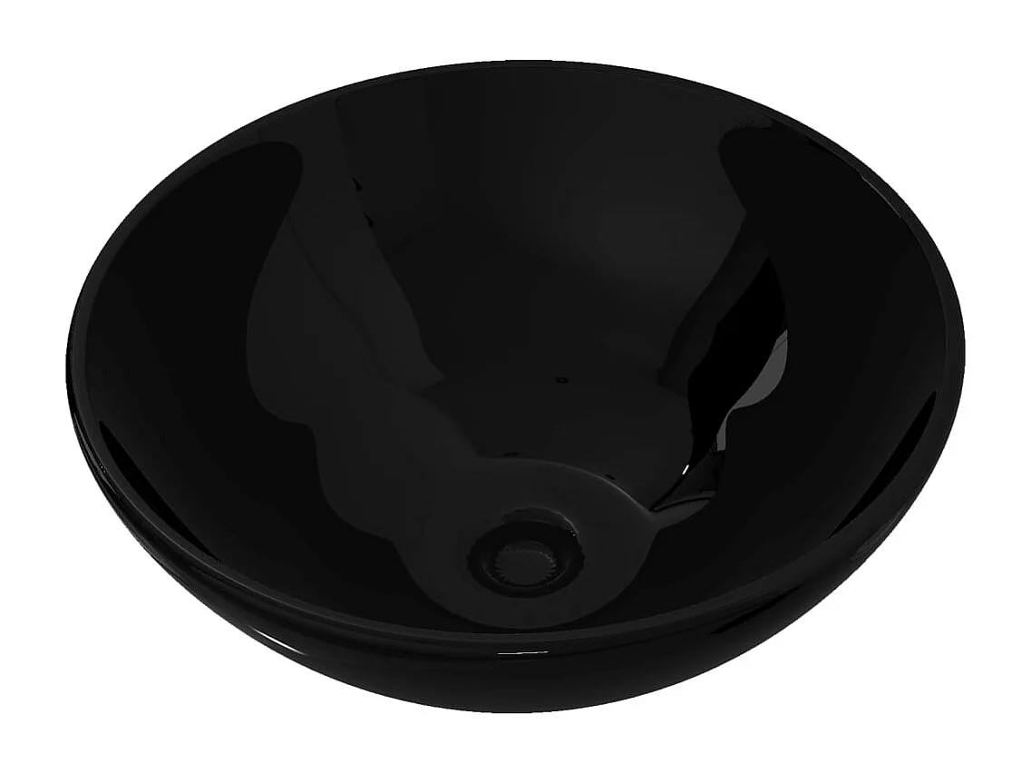 Lavabo | Bassin d'évier rond céramique Noir pour salle de bain