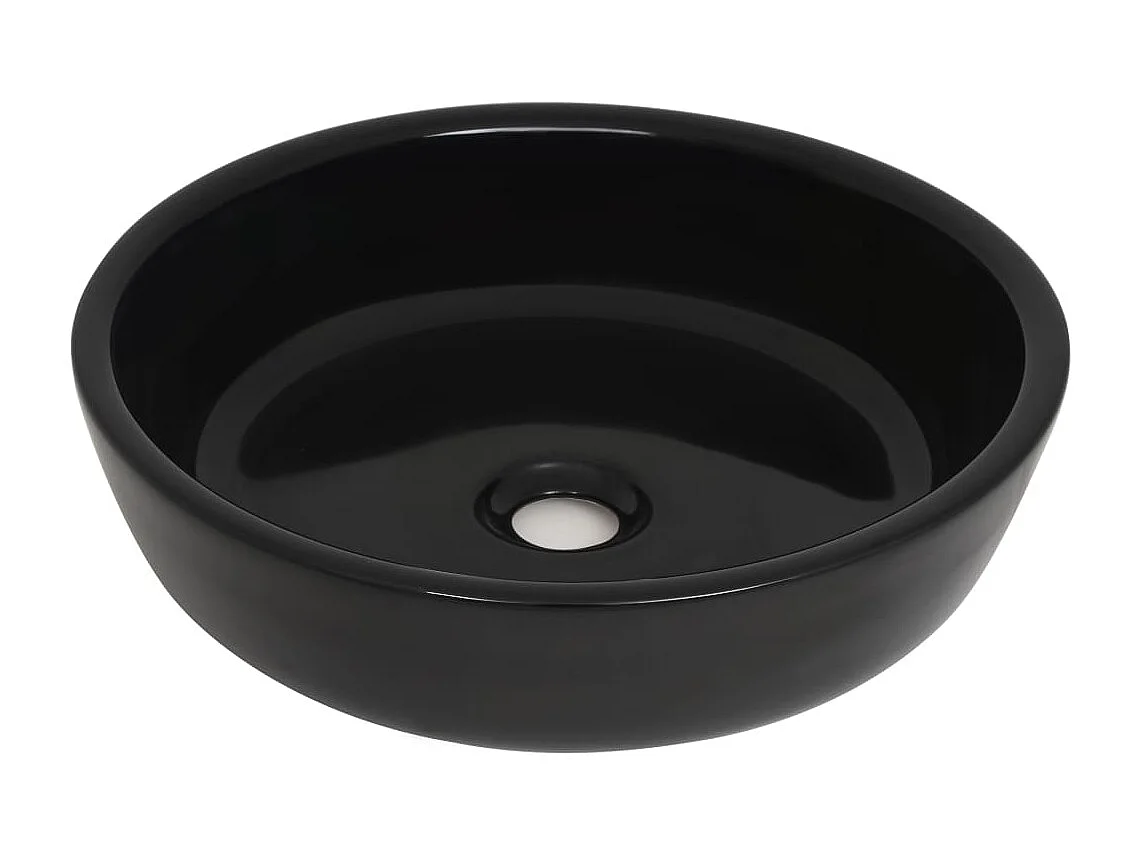 Lavabo rond-Vasque à poser-Bac à laver céramique noir 42x12 cm