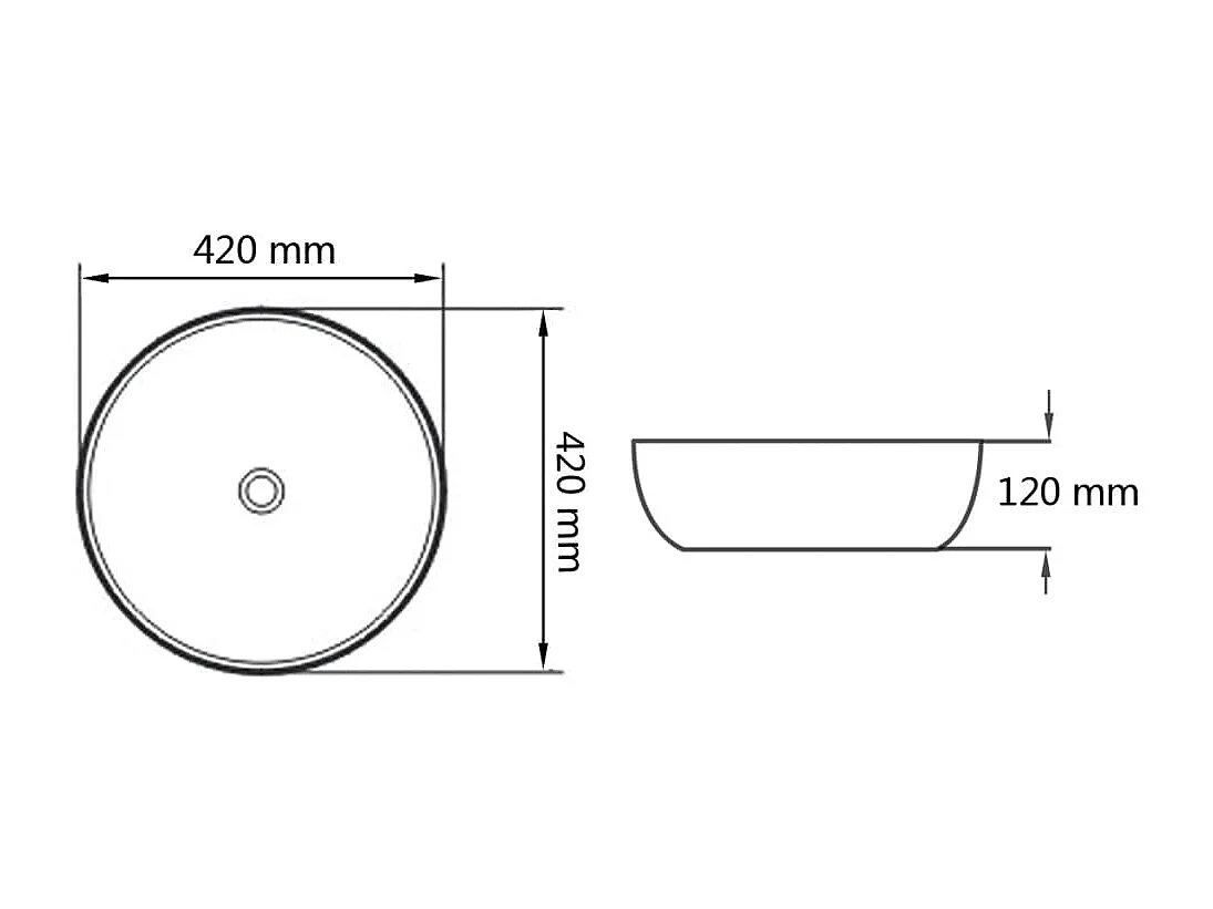 Lavabo rond-Vasque à poser-Bac à laver céramique noir 42x12 cm
