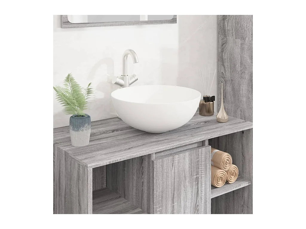 Vasque à poser-Lavabo blanc 36x15 cm céramique rond