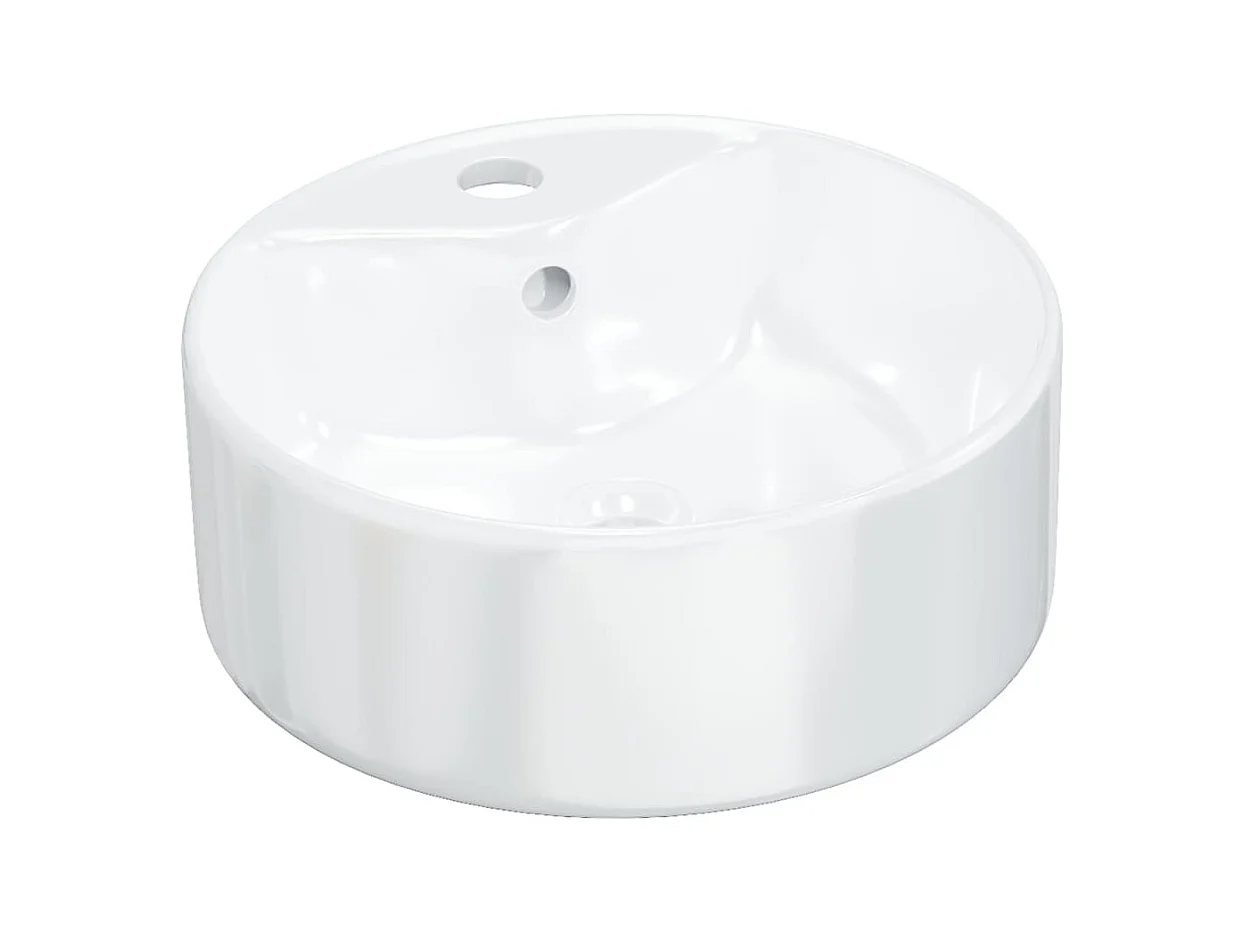 Vasque à poser-Lavabo blanc 40x14,5 cm céramique rond