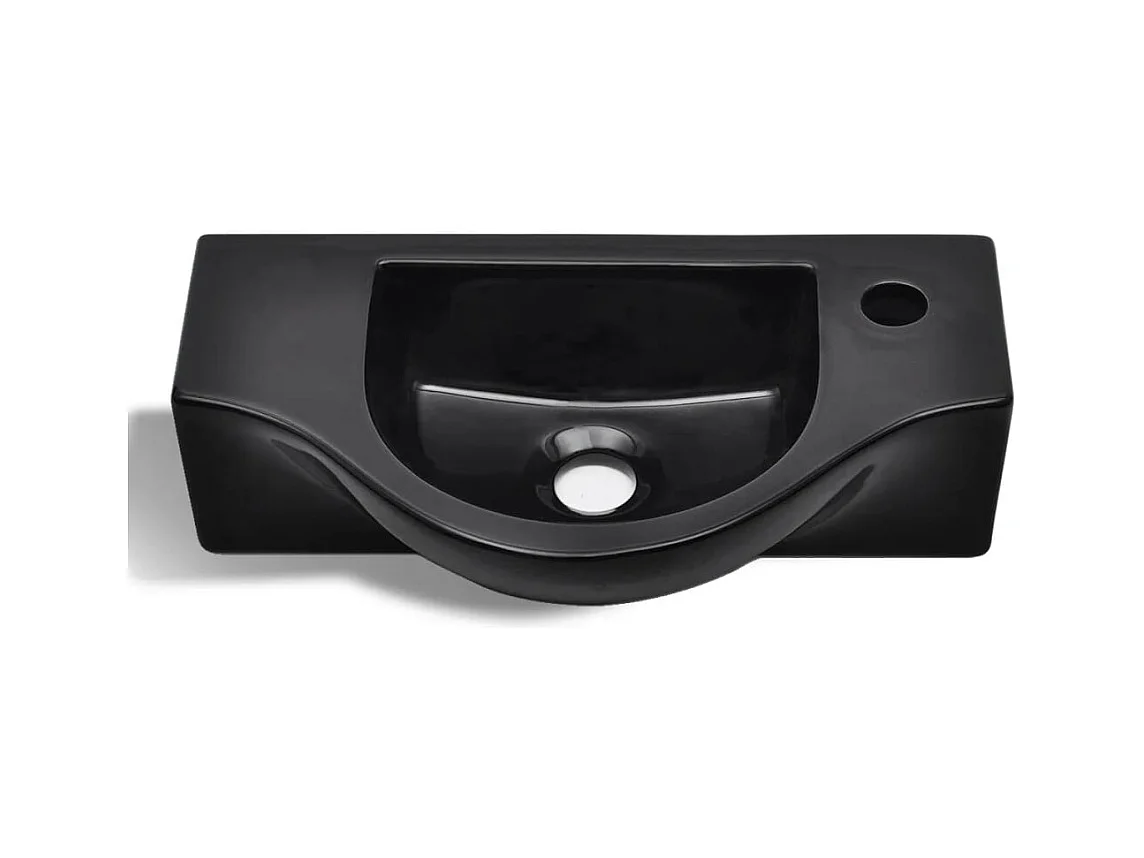 Lavabo salle de bain-Vasque à trou pour robinet céramique Noir pour salle de bain
