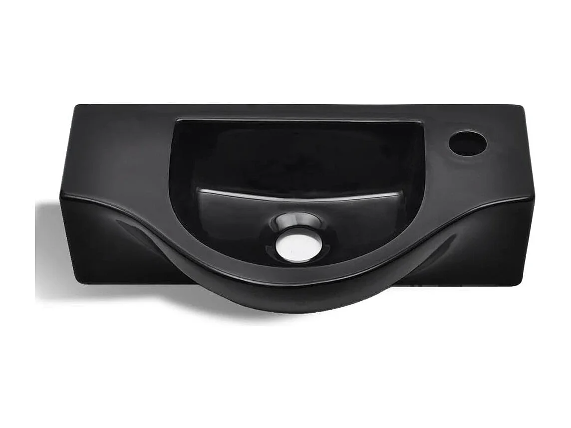 Lavabo salle de bain-Vasque à trou pour robinet céramique Noir pour salle de bain