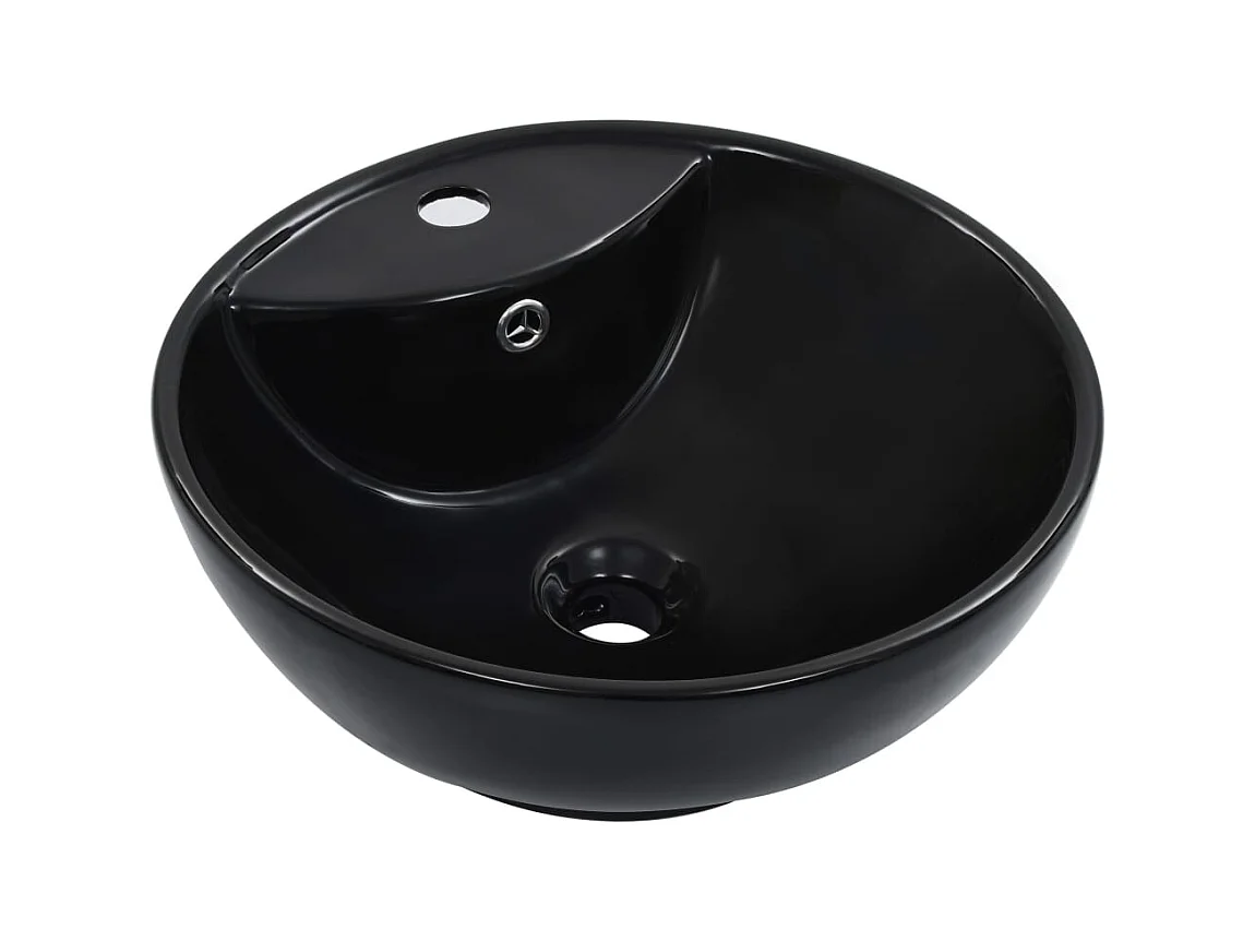 Vasque à poser-Lavabo avec trop-plein 46,5 x 18 cm Céramique Noir