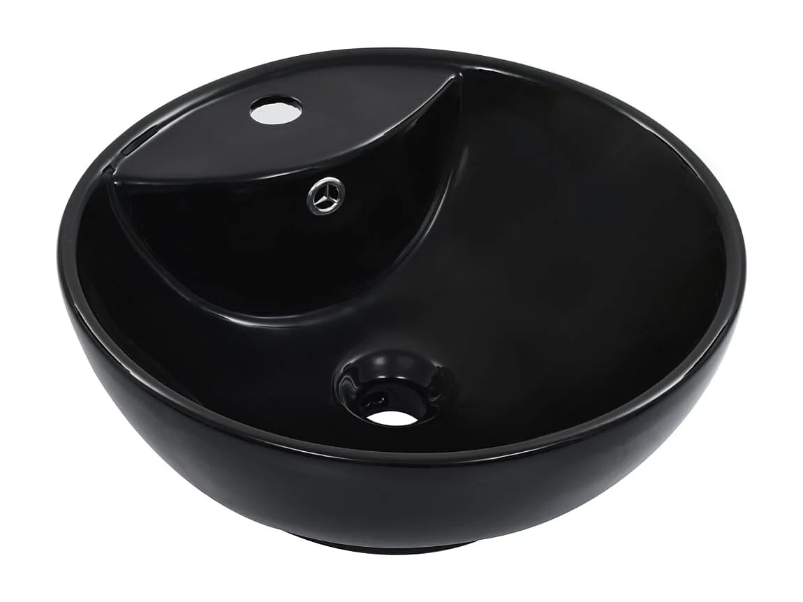 Vasque à poser-Lavabo avec trop-plein 46,5 x 18 cm Céramique Noir