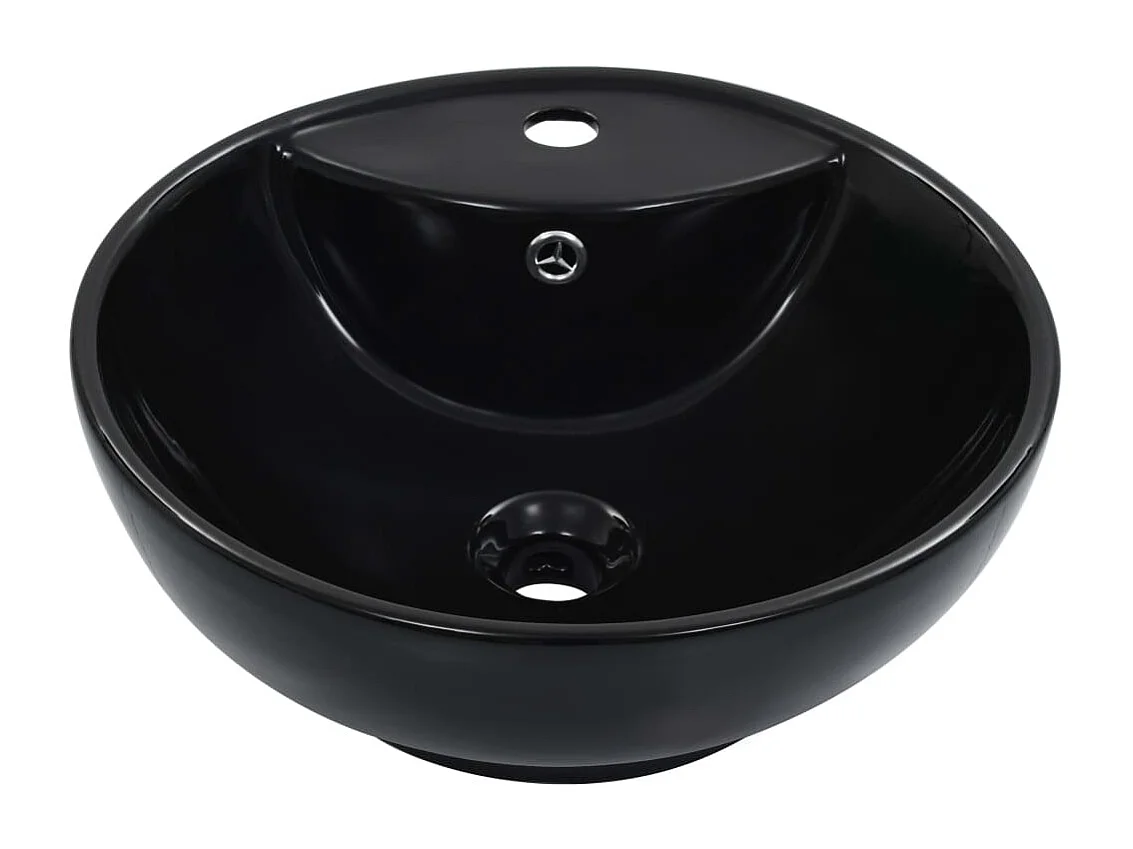 Vasque à poser-Lavabo avec trop-plein 46,5 x 18 cm Céramique Noir