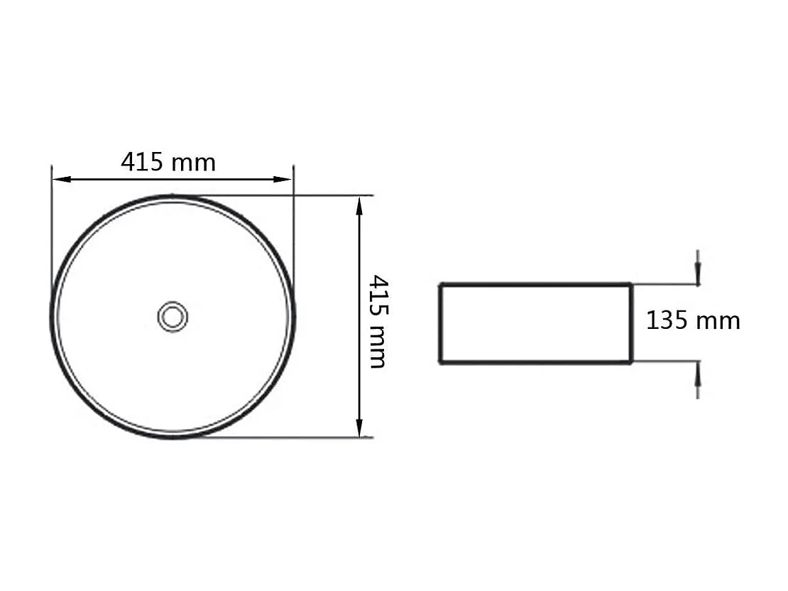 Lavabo rond-Vasque à poser-Bac à laver Céramique Noir 41,5 x 13,5 cm