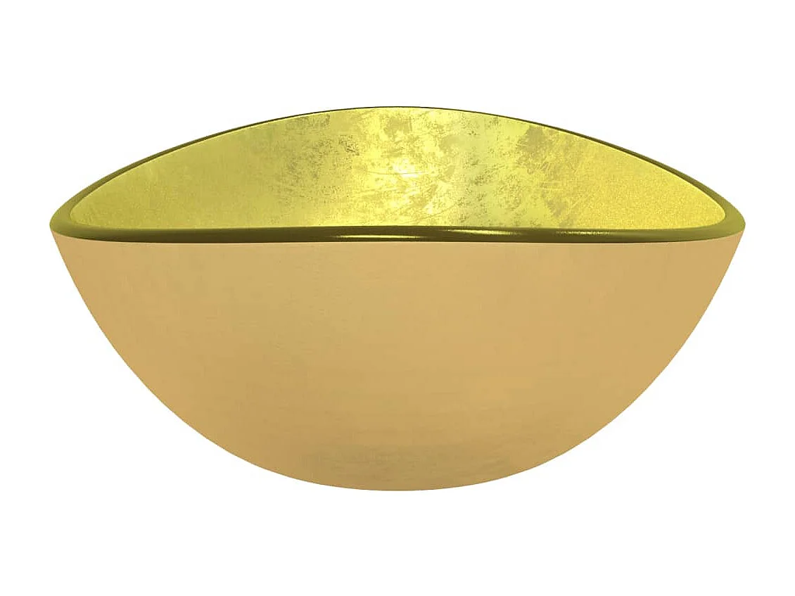 Lavabo Verre-Vasque à poser-Lavabo salle de bain trempé 54,5x35x15,5 cm Doré