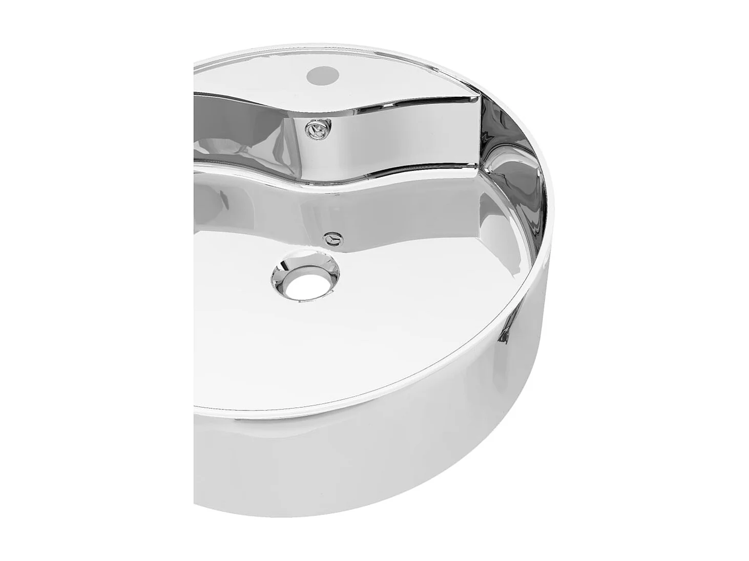 Vasque à poser-Lavabo avec trop-plein 46,5 x 15,5 cm Céramique Argenté