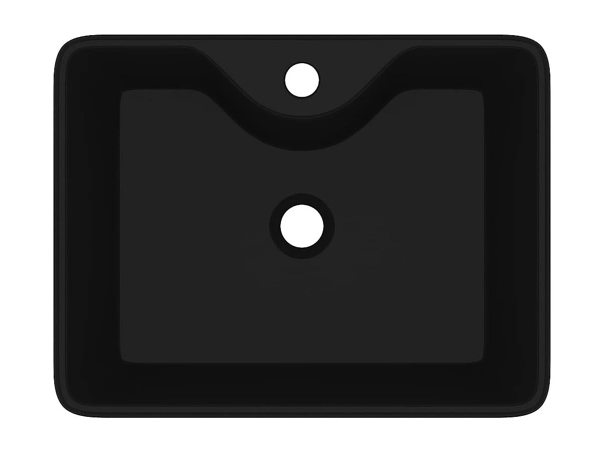 Lavabo salle de bain-Vasque carrée à trou pour robinet céramique Noir pour salle de bain