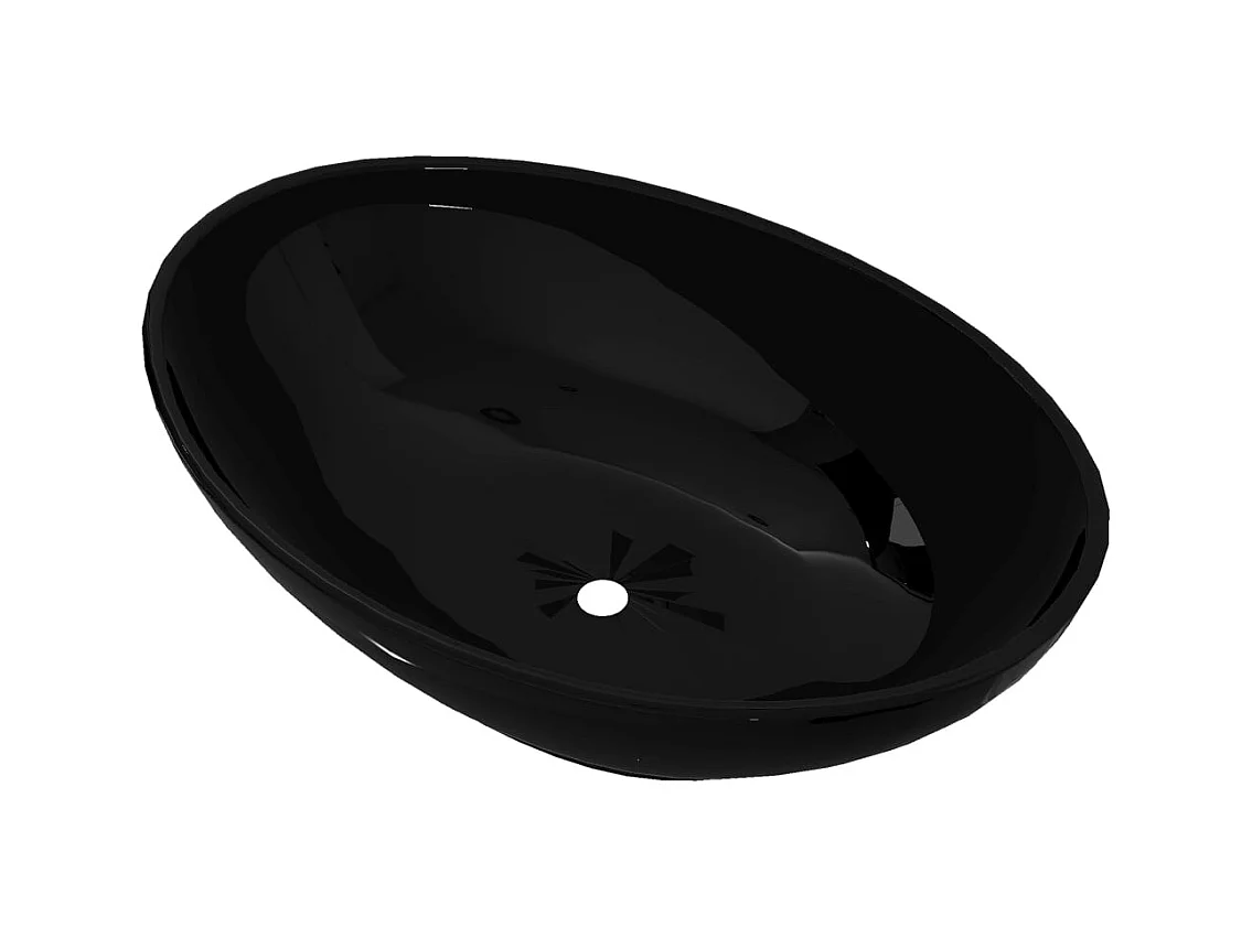 Lavabo-Vasque à poser-Bac à laver ovale Céramique 40 x 33 cm Noir