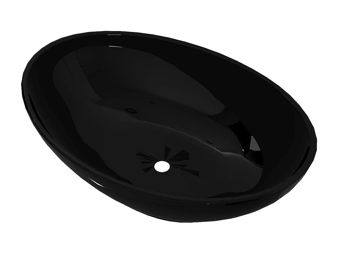 Lavabo-Vasque à poser-Bac à laver ovale Céramique 40 x 33 cm Noir