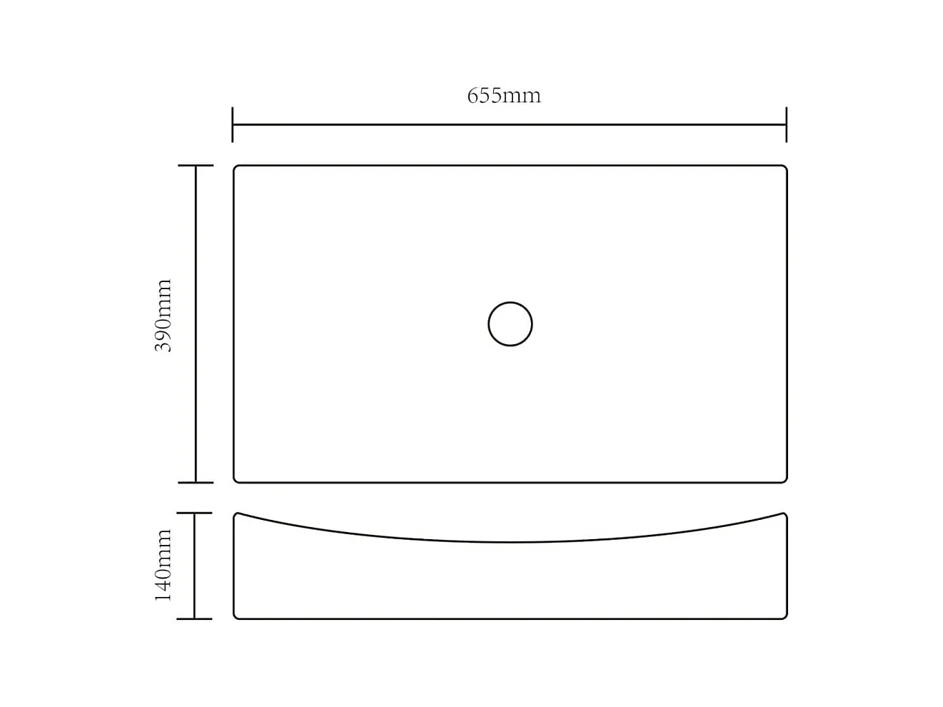 Lavabo salle de bain-Vasque rectangulaire céramique Noir pour salle de bain