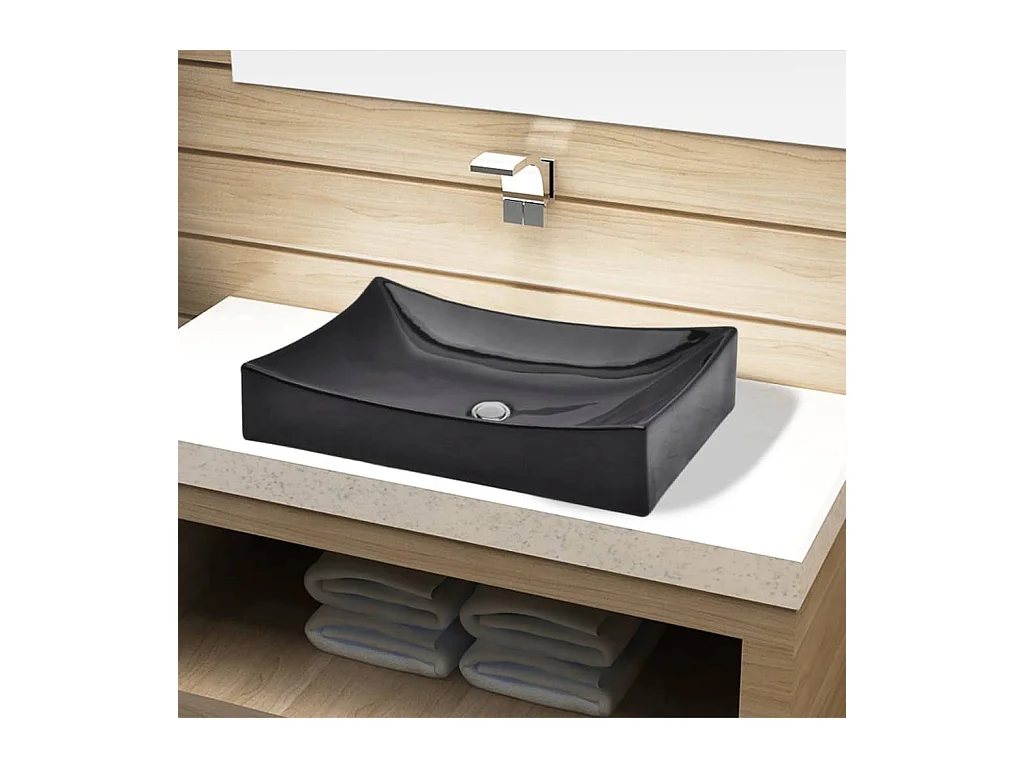 Lavabo salle de bain-Vasque rectangulaire céramique Noir pour salle de bain