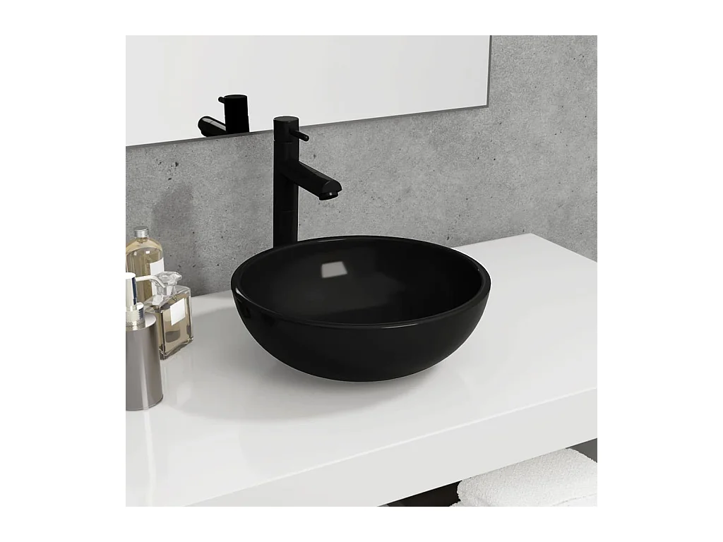 Lavabo Verre-Vasque à poser-Lavabo salle de bain trempé 35x12 cm Noir
