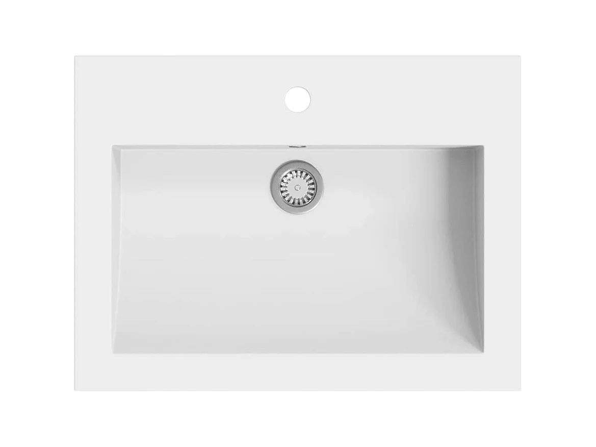 Lavabo salle de bain-Vasque à poser en granit 600 x 450 x 120 mm Blanc