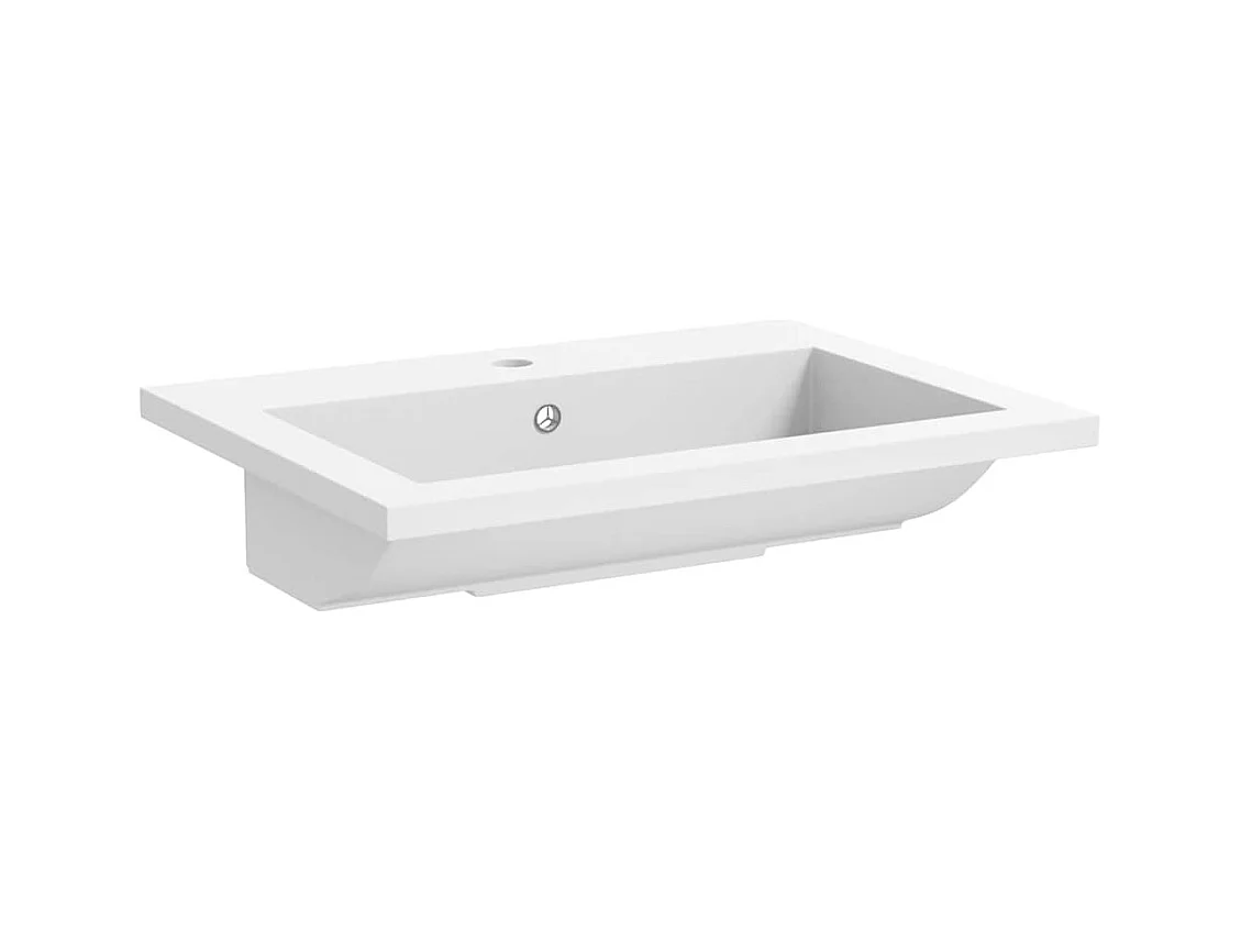 Lavabo salle de bain-Vasque à poser en granit 600 x 450 x 120 mm Blanc