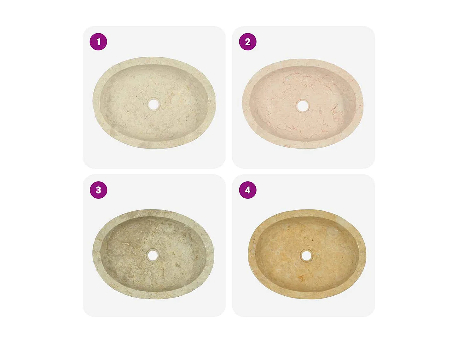 Vasque à poser-Lavabo Crème 53x40x15 cm Marbre