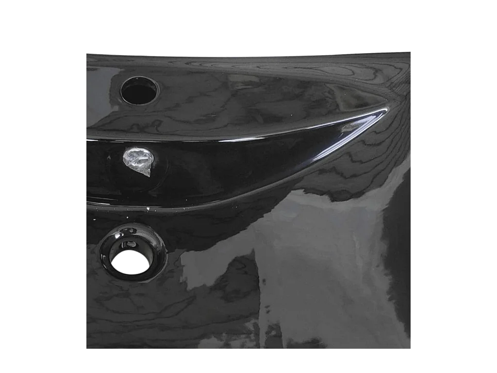 Lavabo rectangulaire-Vasque à poser-Bac à laver céramique noir de luxe avec trop-plein et trou