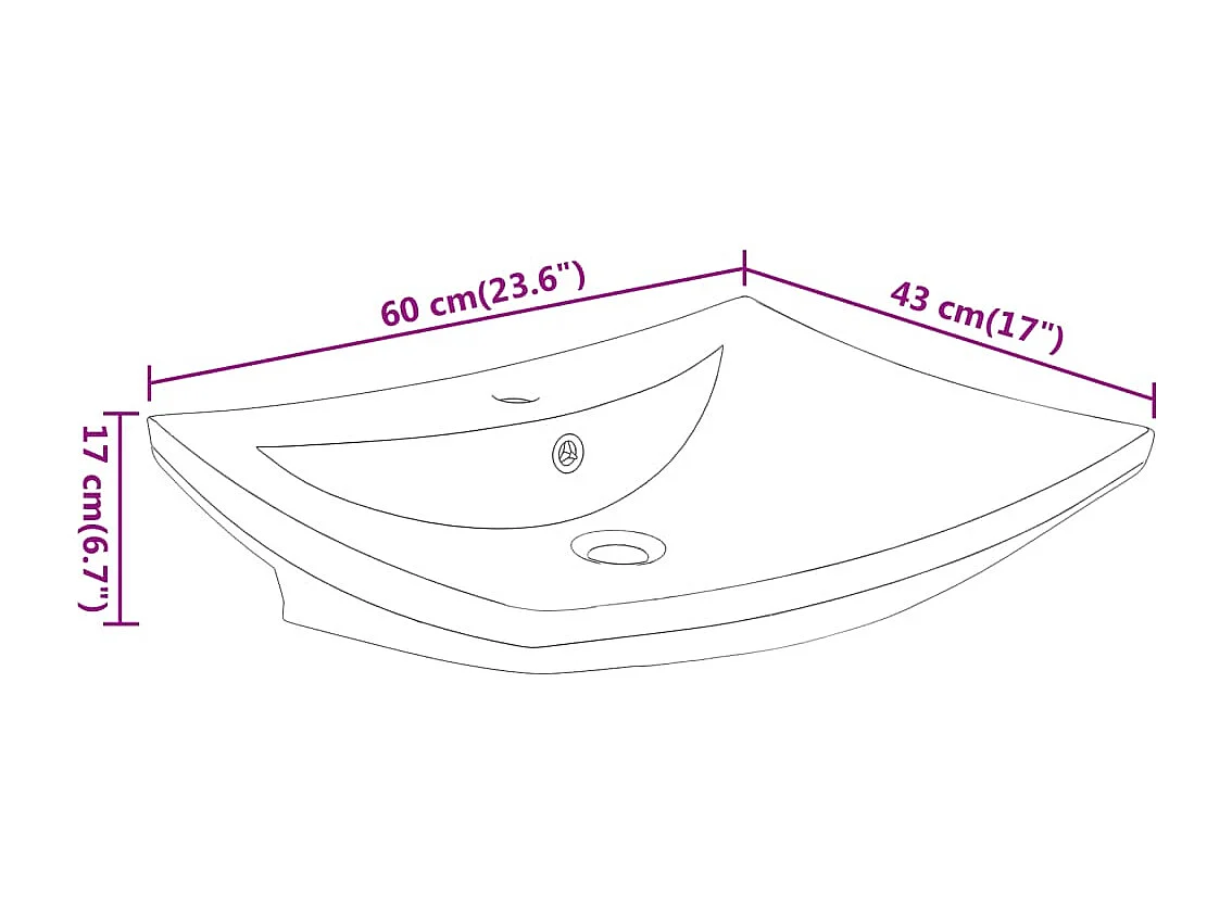 Lavabo rectangulaire-Vasque à poser-Bac à laver céramique noir de luxe avec trop-plein et trou