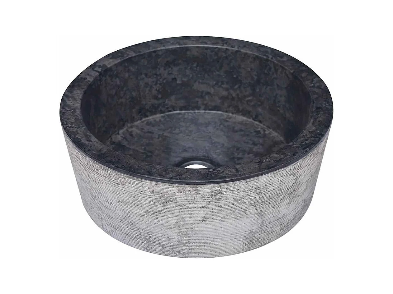 Lavabo salle de bain-Vasque à poser Noir Ø40x15 cm Marbre