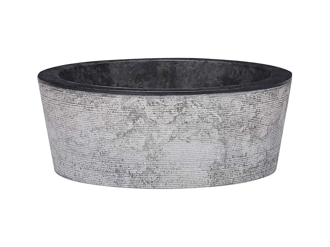 Lavabo salle de bain-Vasque à poser Noir Ø40x15 cm Marbre