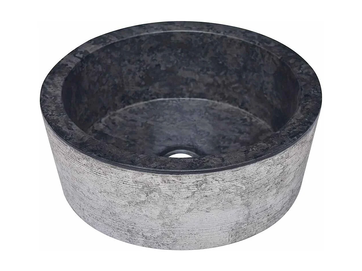 Lavabo salle de bain-Vasque à poser Noir Ø40x15 cm Marbre