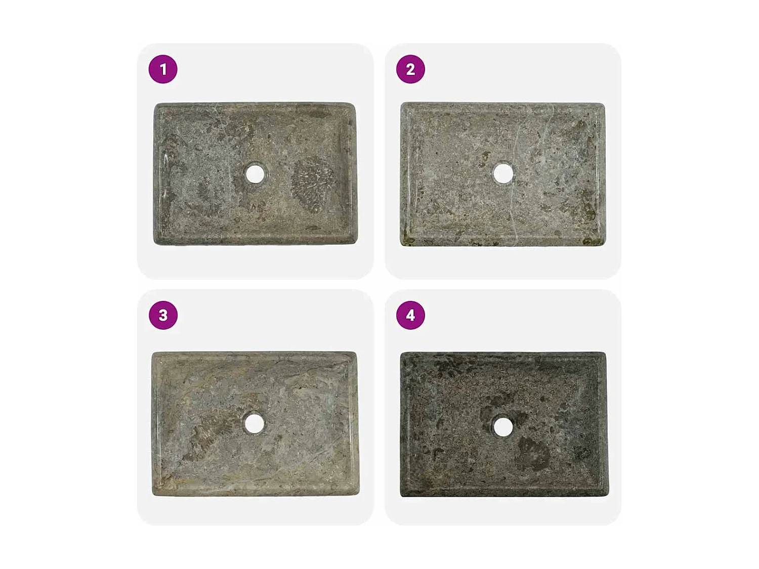 Lavabo salle de bain-Vasque à poser Gris 50x35x10 cm Marbre