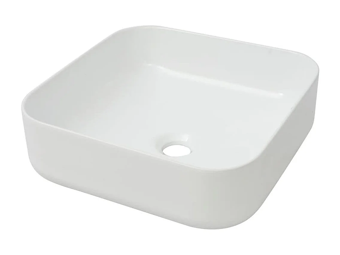 Vasque à poser-Lavabo carré Céramique Blanc 39x39x13,5 cm