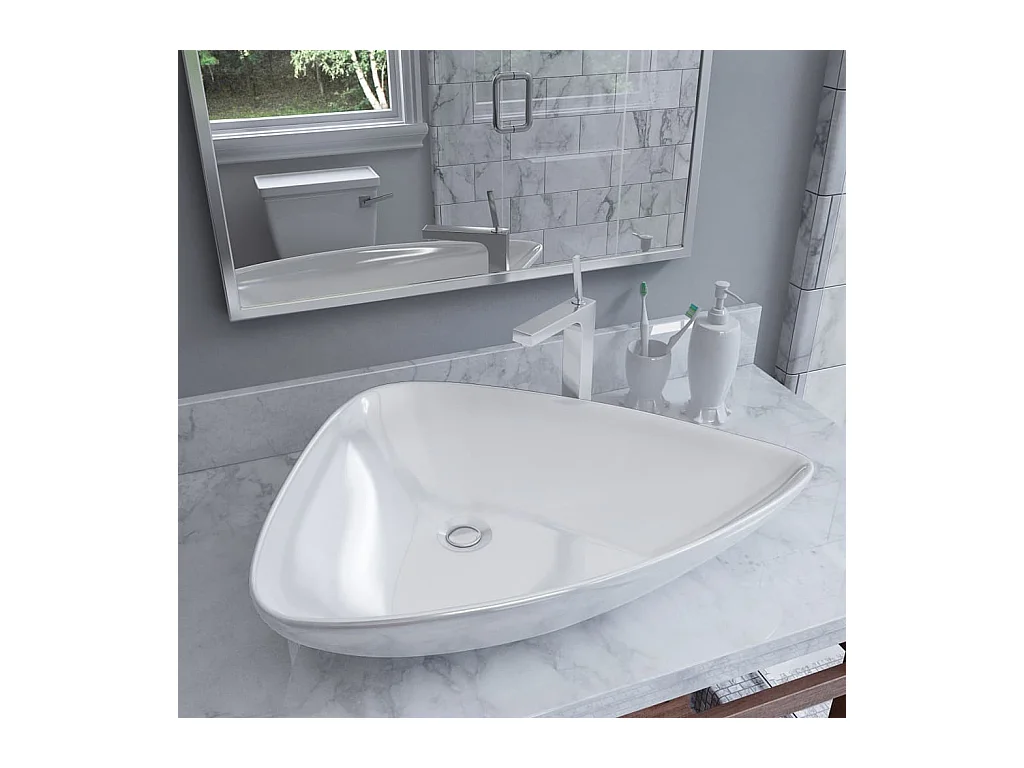 Vasque à poser Lavabo | Évier triangulaire Céramique Blanc 645 x 455 x 115 mm
