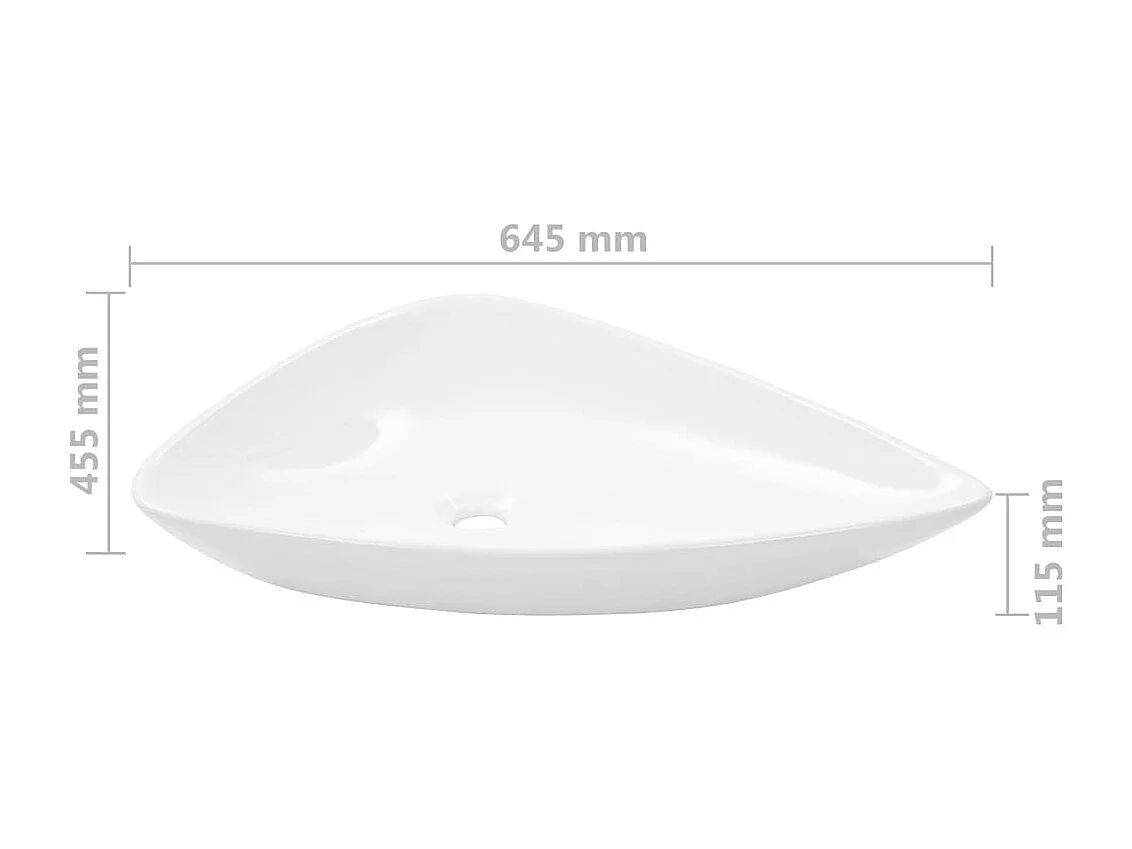 Vasque à poser Lavabo | Évier triangulaire Céramique Blanc 645 x 455 x 115 mm
