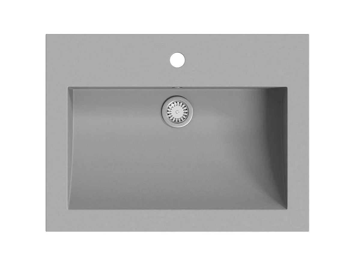 Lavabo salle de bain-Vasque à poser en granit 600 x 450 x 120 mm Gris