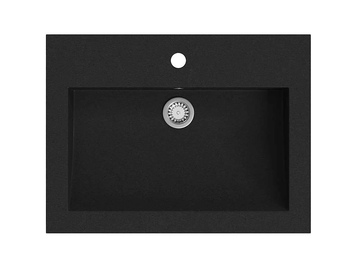 Lavabo salle de bain-Vasque à poser en granit 600 x 450 x 120 mm Noir