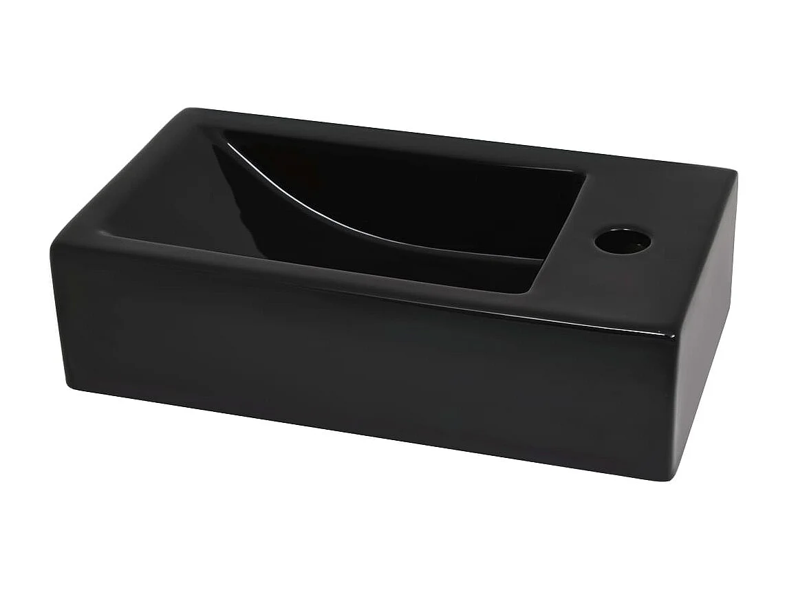 Lavabo salle de bain-Vasque avec trou de robinet Céramique Noir 46 x 25,5 x 12 cm