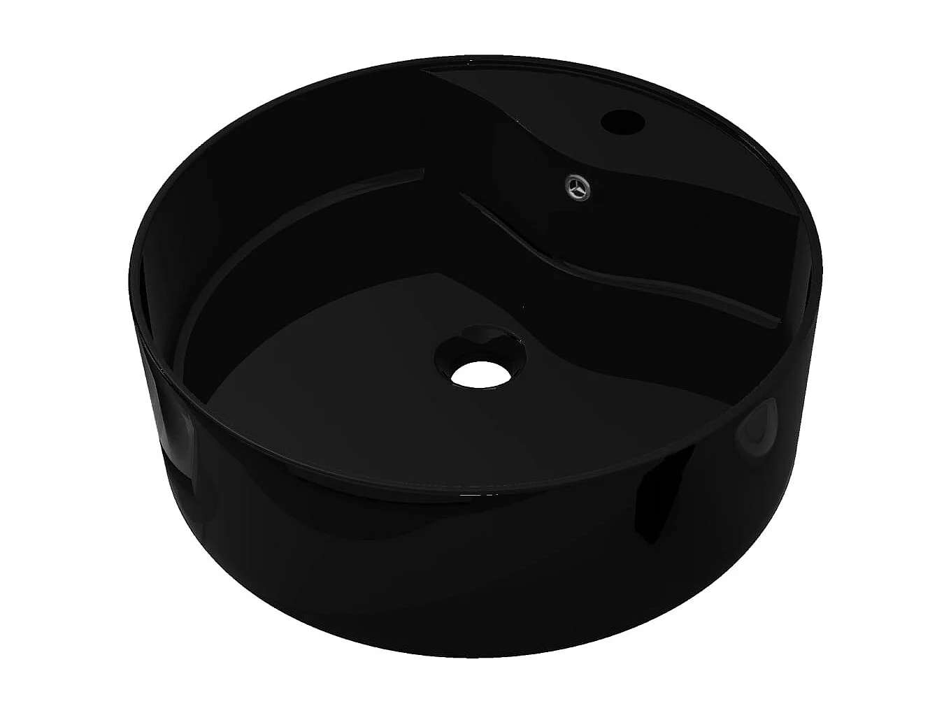 Lavabo salle de bain-Vasque rond à trou robinet/trop-plein céramique pour salle de bain