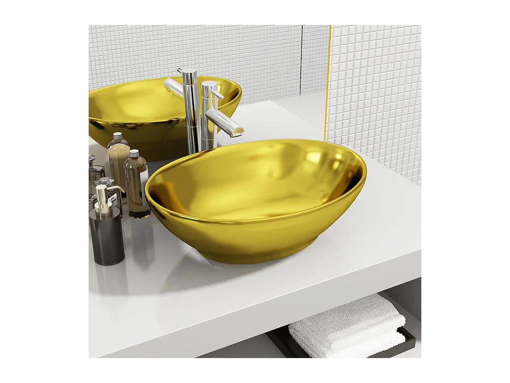 Lavabo salle de bain-Vasque à poser 40  x 33 x 13,5 cm Céramique Doré