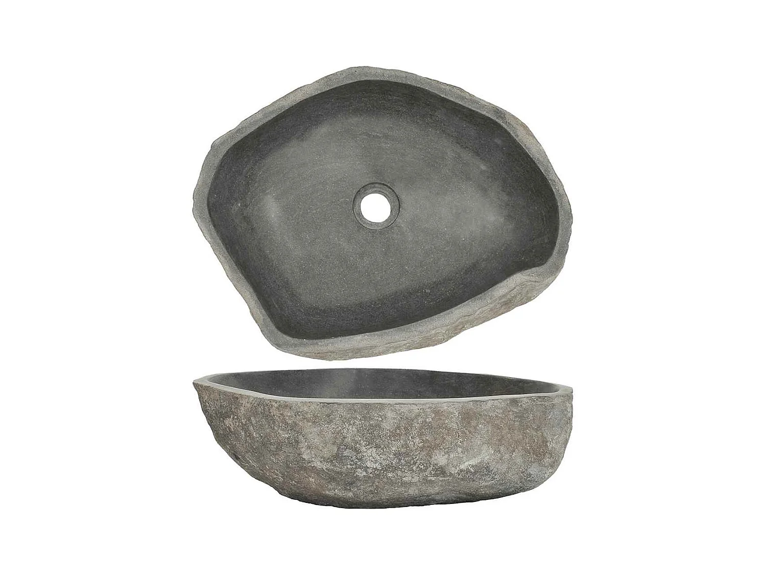 Lavabo salle de bain-Vasque à poser en pierre de rivière Ovale (45-53)x(34-41) cm