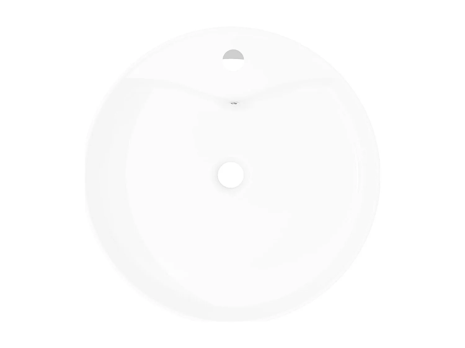 Vasque à poser Lavabo | Bac à laver à trou de trop-plein/robinet céramique Blanc Rond