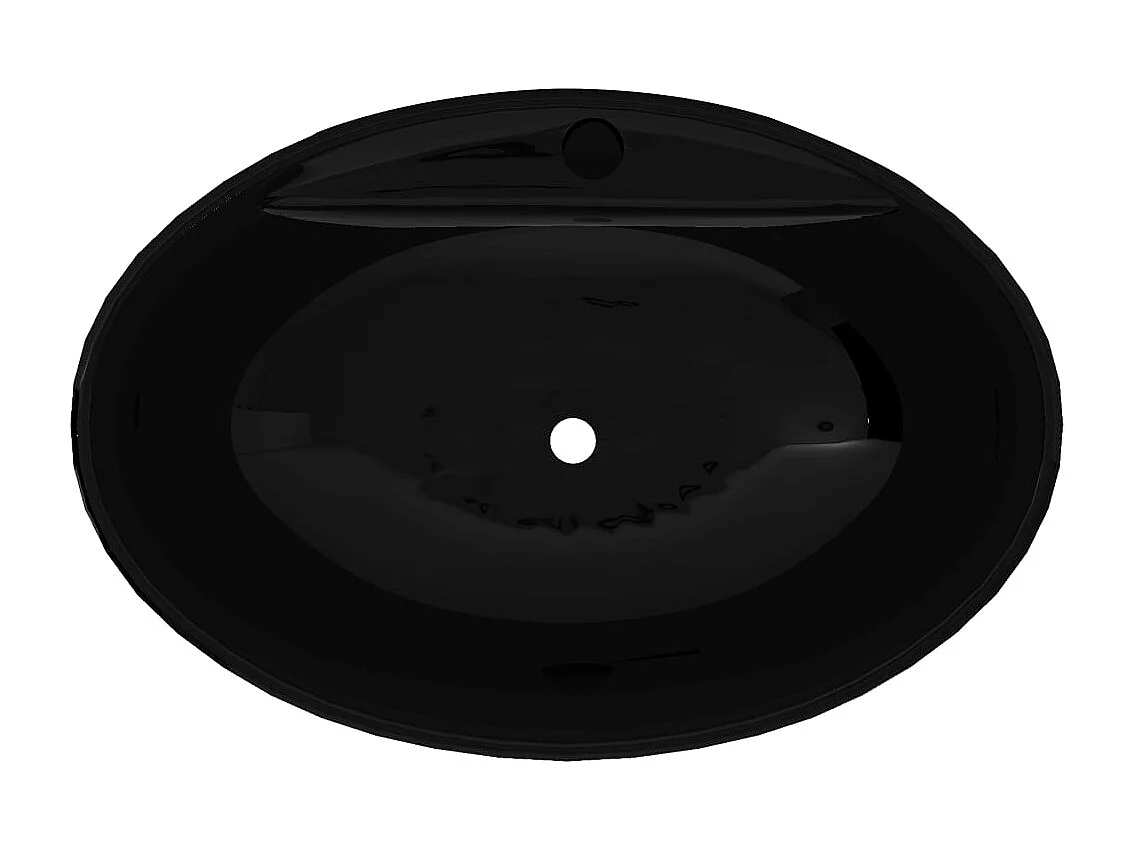 Lavabo salle de bain-Vasque ovale à trou trop-plein/robinet céramique pour salle de bain