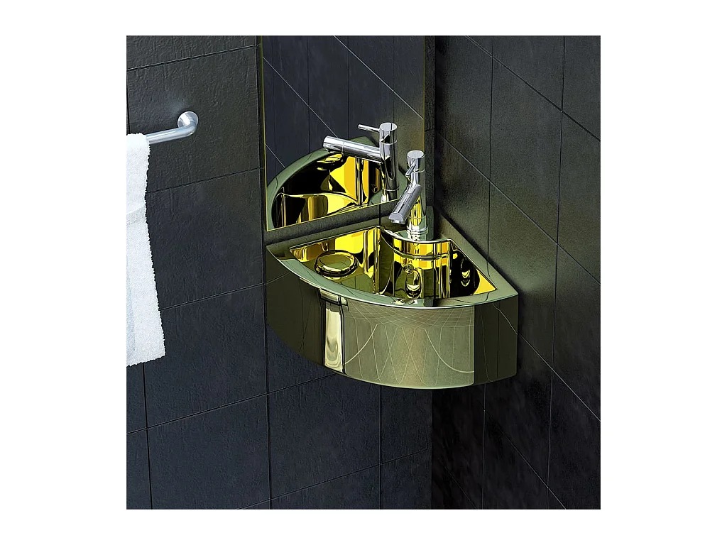 Vasque à poser-Lavabo avec trop-plein 45x32x12,5 cm Céramique Doré