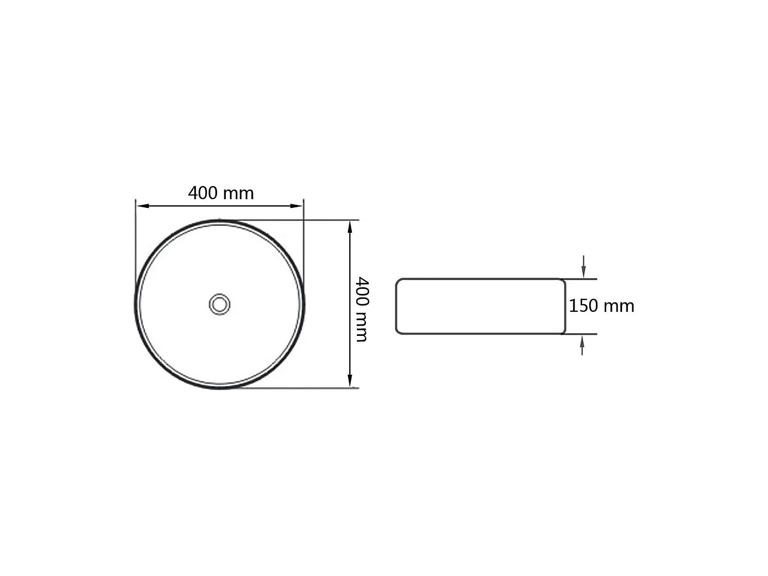 Lavabo rond-Vasque à poser-Lavabo salle de bain Céramique Blanc 40 x 15 cm