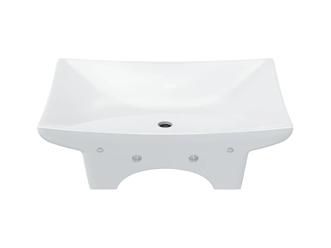 Lavabo Luxueuse-Vasque à poser-Lavabo salle de bain céramique rectangulaire avec trop plein