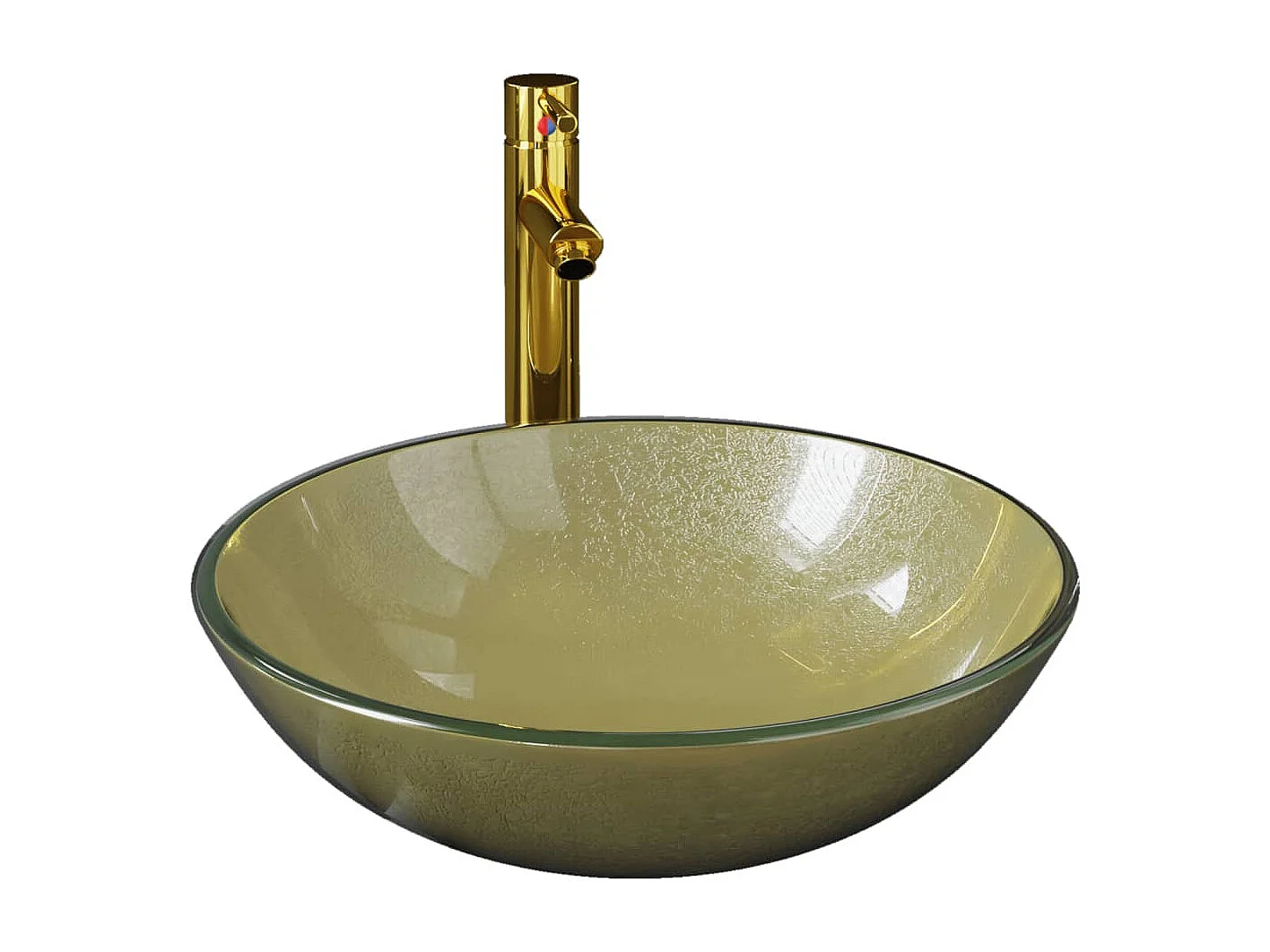 Lavabo salle de bain-Vasque à poser avec robinet et drain à poussoir Verre trempé