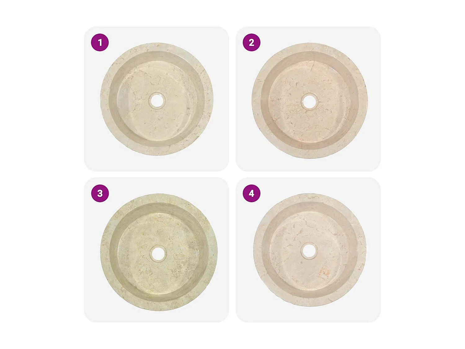 Vasque à poser-Lavabo Crème Ø40x15 cm Marbre